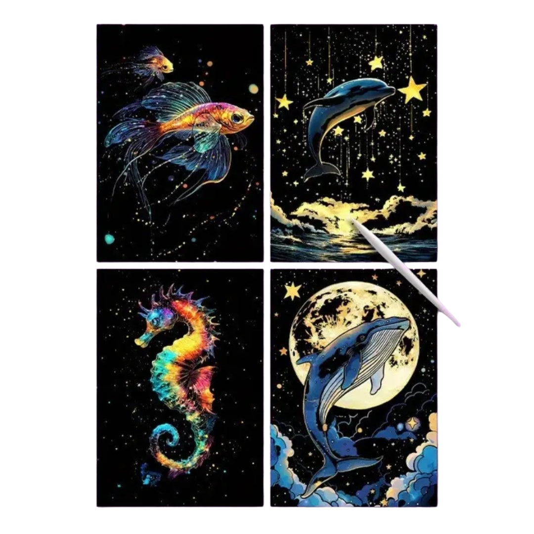 Set de Animales Marinos - Pintura para Raspar